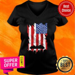 Official Car Guy American Flag Big Block Street Rod V-neck