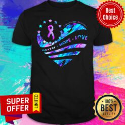 Official Fibromyalgia Awareness Faith Hope Love Colorful Heart Shirt