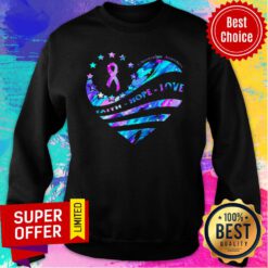 Official Fibromyalgia Awareness Faith Hope Love Colorful Heart Sweatshirt