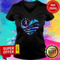 Official Fibromyalgia Awareness Faith Hope Love Colorful Heart V-neck