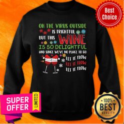 Official Oh The Virus Outside Is Frightful But The Wine Is So Delightful Christmas Sweatshirt