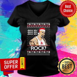 Official The Rock Jingle Bell Jingle Bell Ugly Christmas 2020 V-neck