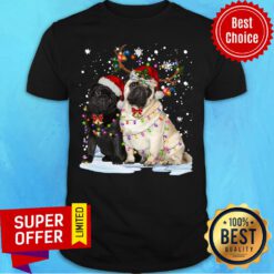 Original Pug Santa Reindeer Merry Christmas Light Shirt