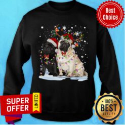 Original Pug Santa Reindeer Merry Christmas Light Sweatshirt