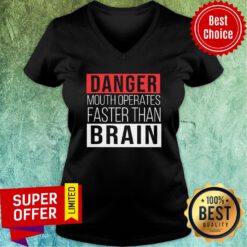 Premium Danger Mouth Operates Faster Than Brain V-neck