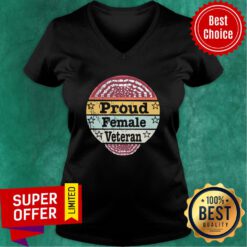 Awesome Proud Female Veteran American Flag Vintage V-neck
