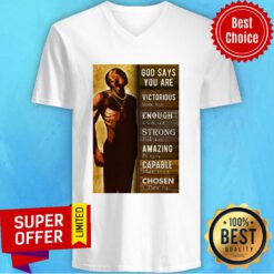 Black Man God Says You Are Victorious Enough Strong Amazing Capable Chosen V-neck