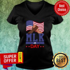 Funny American Flag Martin Luther King Jr Day Mlk Fist Freedom V-neck