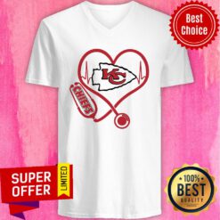 Funny Kansas City Chiefs Nurse Stethoscope Heart V-neck