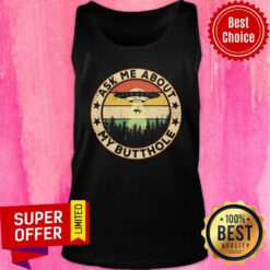 Funny UFO Ask Me About My Buthole Vintage Retro Tank Top