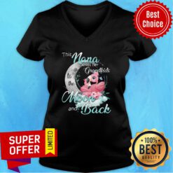 Nice Flamingo This Nana Loves Her Grandkids To The Moon And Back V-neck