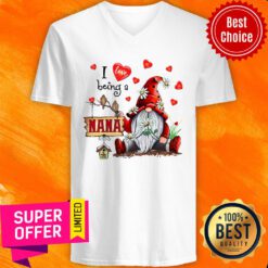 Nice I Love Being A Nana Gnome Valentine's Day V-neck