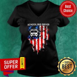 Nice School Bus Driver American Flag V-neck