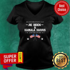 Top Joe Biden And Kamala Harris Inauguration Day 2021 Retro American Flag V-neck