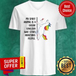 Top My Spirit Animal Is A Drunk Unicorn Who Stabs Annoying People V-neck