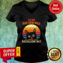 Vintage Retro Cat Geh Mir Aus Dem Weg Du Unnötiger Sozialkontakt V-neck