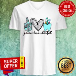 Funny Dentist Peace Love Dental V-neck
