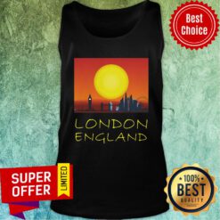 Top London City Skyscraper Skylines Vintage Sunset Retro Silhouette Tank Top