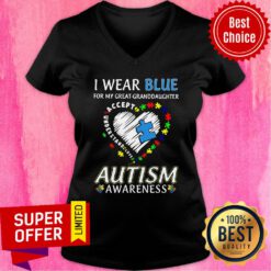 Great Granddaughter I Wear Blue Accept Love Autism Awareness V-neck