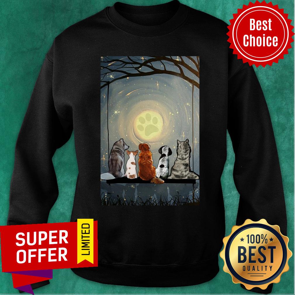 Nice Moonlight Dog Pawprint Sweatshirt Nice Moonlight Dog Pawprint Sweatshirt