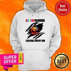 Nice Skull Autism Warrior Fighting For My Son Hoodie