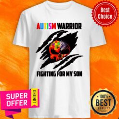 Nice Skull Autism Warrior Fighting For My Son Shirt