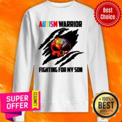 Nice Skull Autism Warrior Fighting For My Son Sweatshirt