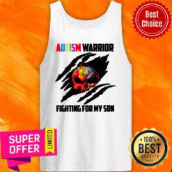 Nice Skull Autism Warrior Fighting For My Son Tank Top
