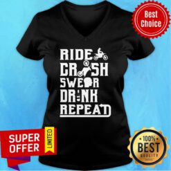Premium Motocross Ride Crash Swear Drink Repeat V-neck