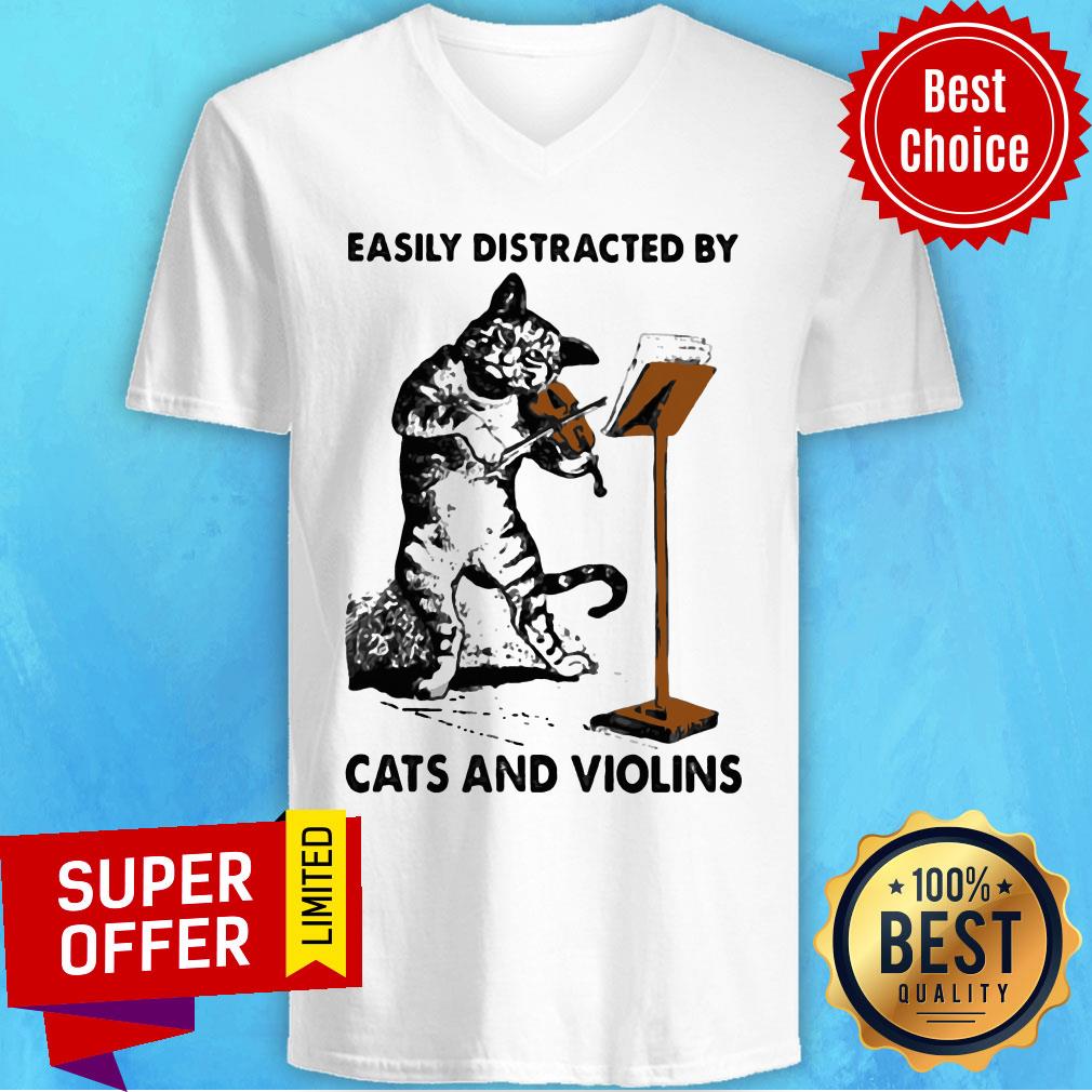Top Cat Easily Distracted By Cats And Violins V-neck Top Cat Easily Distracted By Cats And Violins V-neck