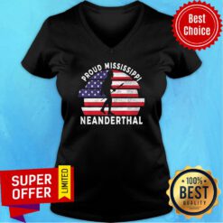 Top Proud Mississippi Neanderthal Vintage Usa Flag V-neck