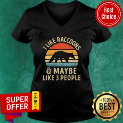 Vintage Retro I Like Raccoons And Maybe Like 3 People V-neck