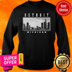 Awesome Detroit Skyline Michigan Pride Black Sweatshirt