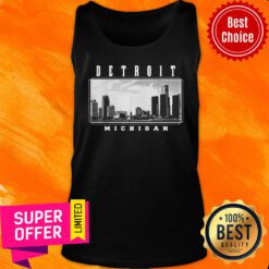 Awesome Detroit Skyline Michigan Pride Black Tank Top