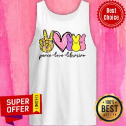 Funny Librarian Peace Love Teacher Tank Top