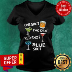 Funny One Shot Two Shot Red Shot Blue Shot Wine V-neck