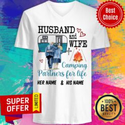 Husband And Wife Camping Partners For Life Her Name His Name V-neck