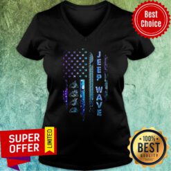 Nice American Flag Jeep Wave V-neck