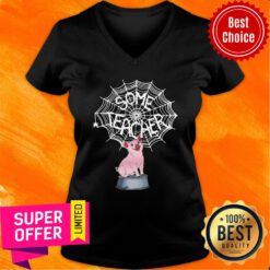 Official Pig Some Teacher Spider Web V-neck