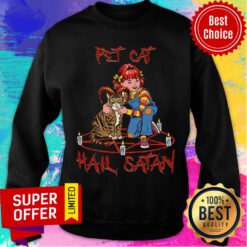 Pet Cat Hail Satan With Child Sweatshirt