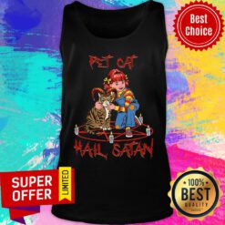 Pet Cat Hail Satan With Child Tank Top
