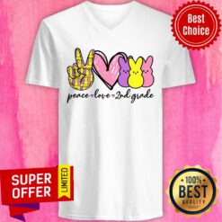 Premium 2nd Grade Teacher Peace Love V-neck