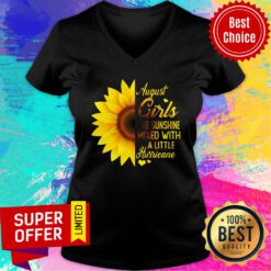 Sunflower August Girls Are Sunshine Mixed A Little Hurricane V-neck