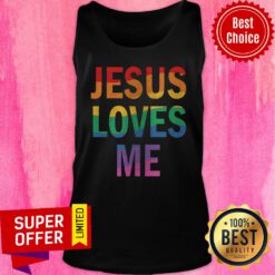 Top Jesus Loves Me LGBT Tank Top
