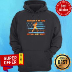 American Flag In My Veins Softball In My Heart Hoodie
