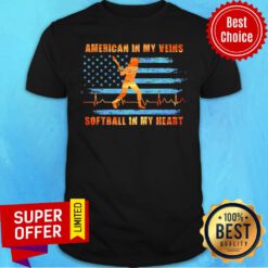 American Flag In My Veins Softball In My Heart Shirt