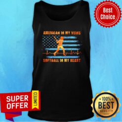 American Flag In My Veins Softball In My Heart Tank Top