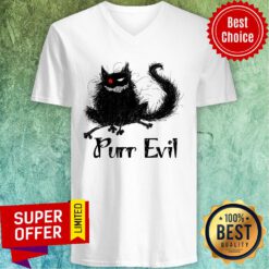 Awesome Black Cat Purr Evil V-neck