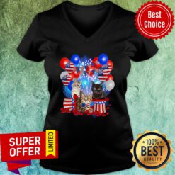 Cats Independence Day American Flag V-neck