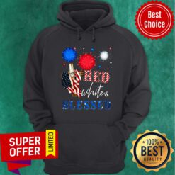 Christian Cross Red White Blessed Firework Hoodie